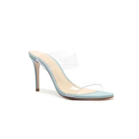 SCHUTZ Shoes - SCHUTZ Womens Light Blue Ariella Round Toe Stiletto Slip On Heeled Sandal 6.5 B